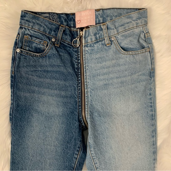 REVICE Ying Yang Two-Tone Zipper Wrapped Crop Jeans 28w - Picture 2 of 16